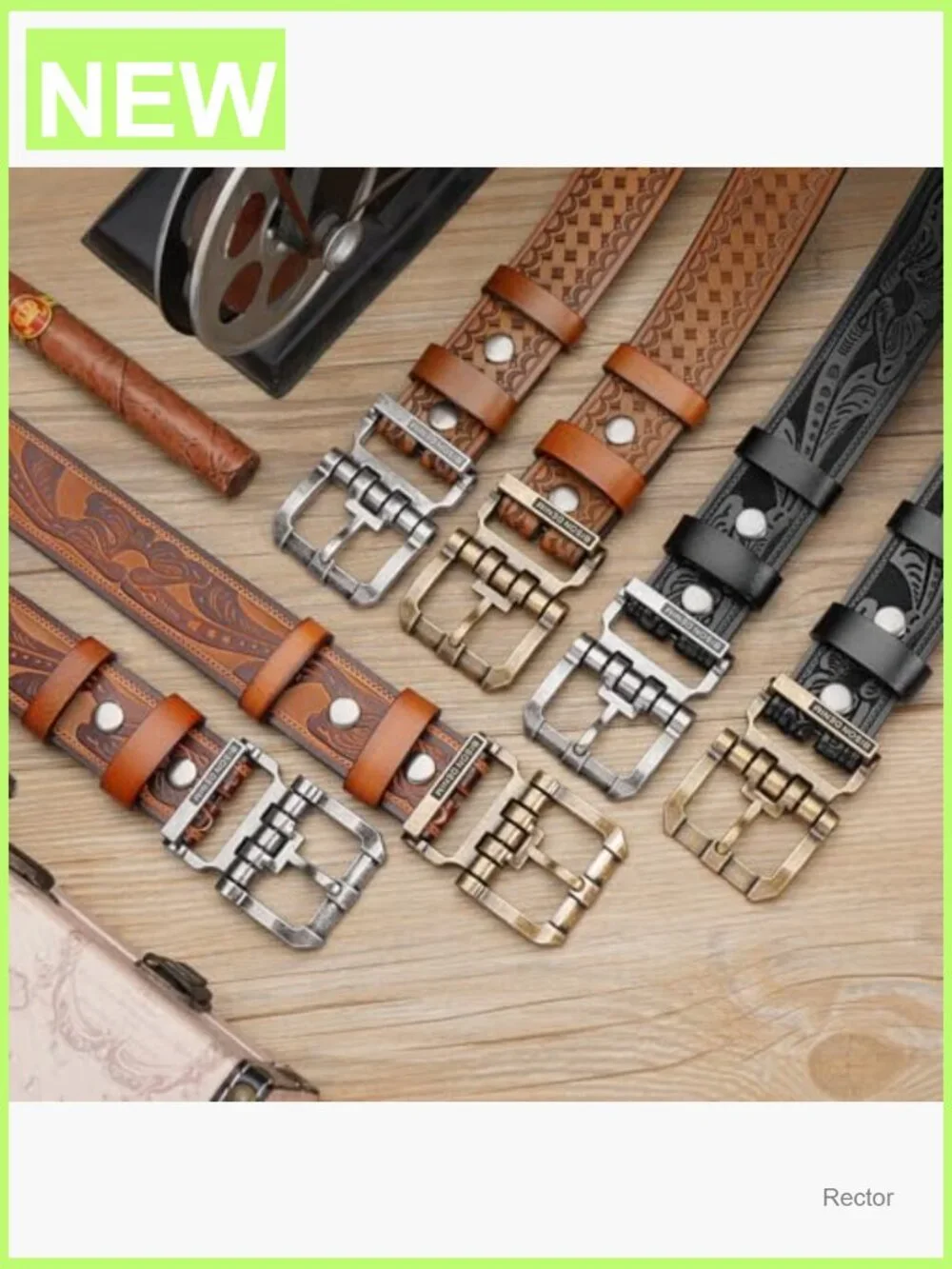 Genuine Leather Western Belt, Heavy Duty Single Prong Buckle, 1.5 Inch Wide